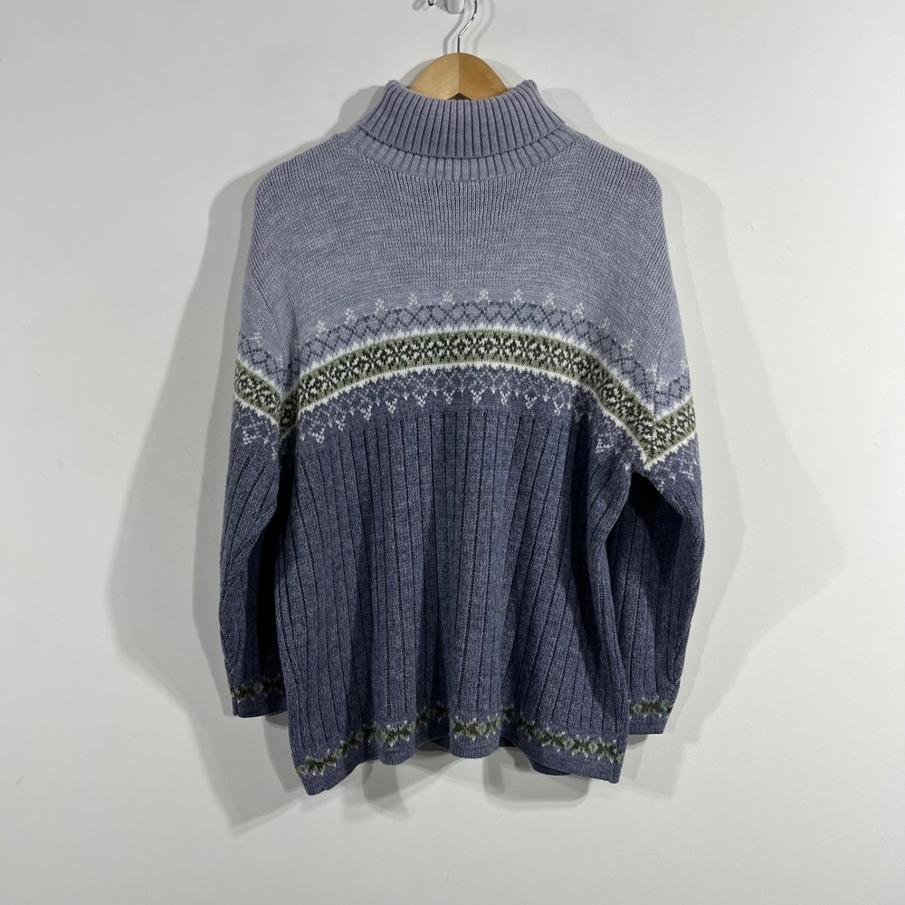 Dressbarn Woman VTG 90 Granola Folk Fair Isle Nordic Knit Sweater Knit 1X Ski